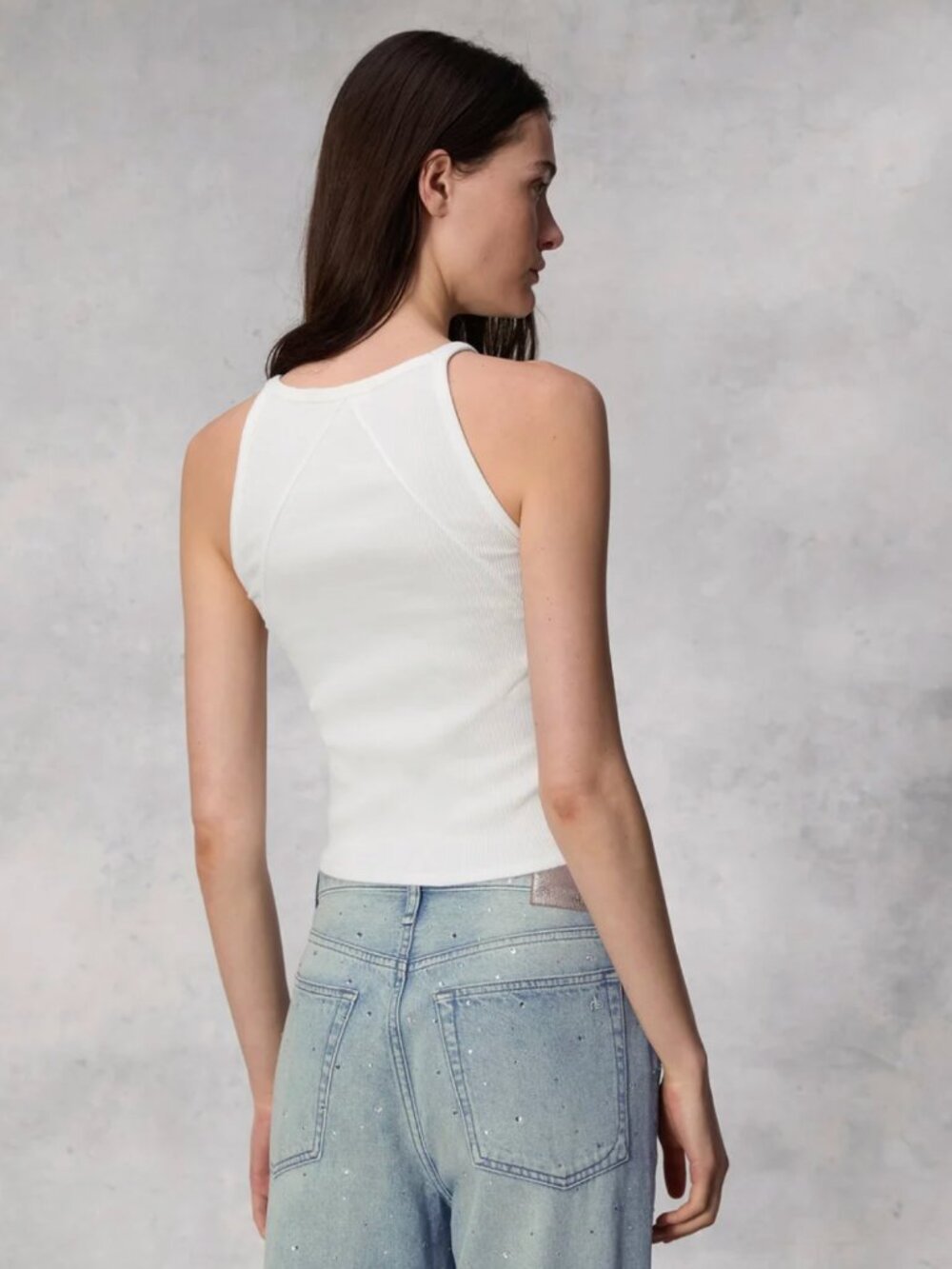 rag & bone White Essential Rib String Tank - Picture 3 of 9